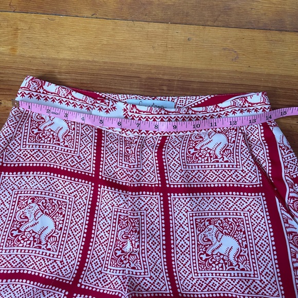 Silk high-waisted pants. Wide-leg with elephant pattern - Picture 5 of 7